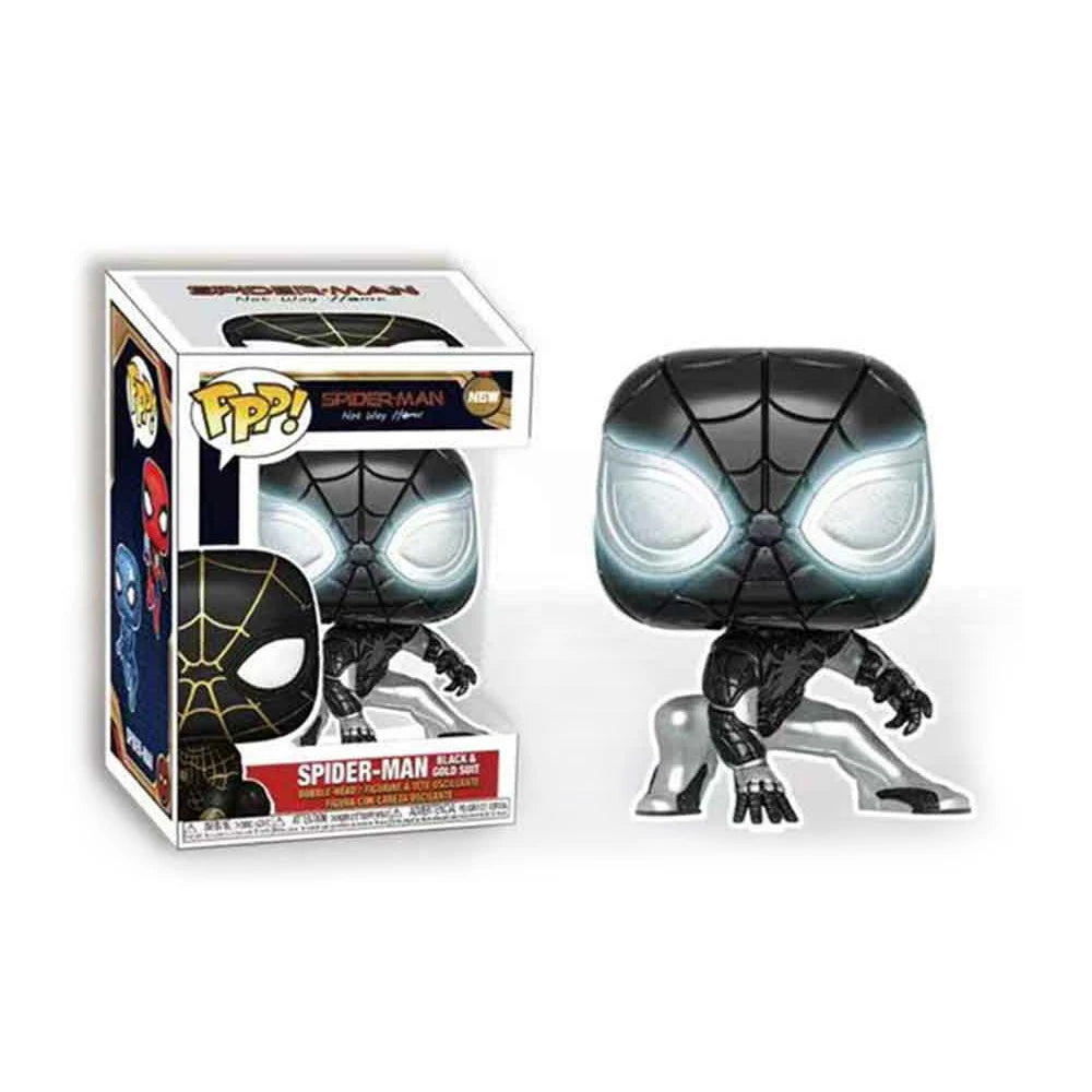 funko Pop Marvels Avenger Spider-Man 3 Heroes Are Homeless Spiderman #911 Black Gold Suit Bobble Head Collectible Model Toys - Slobuy