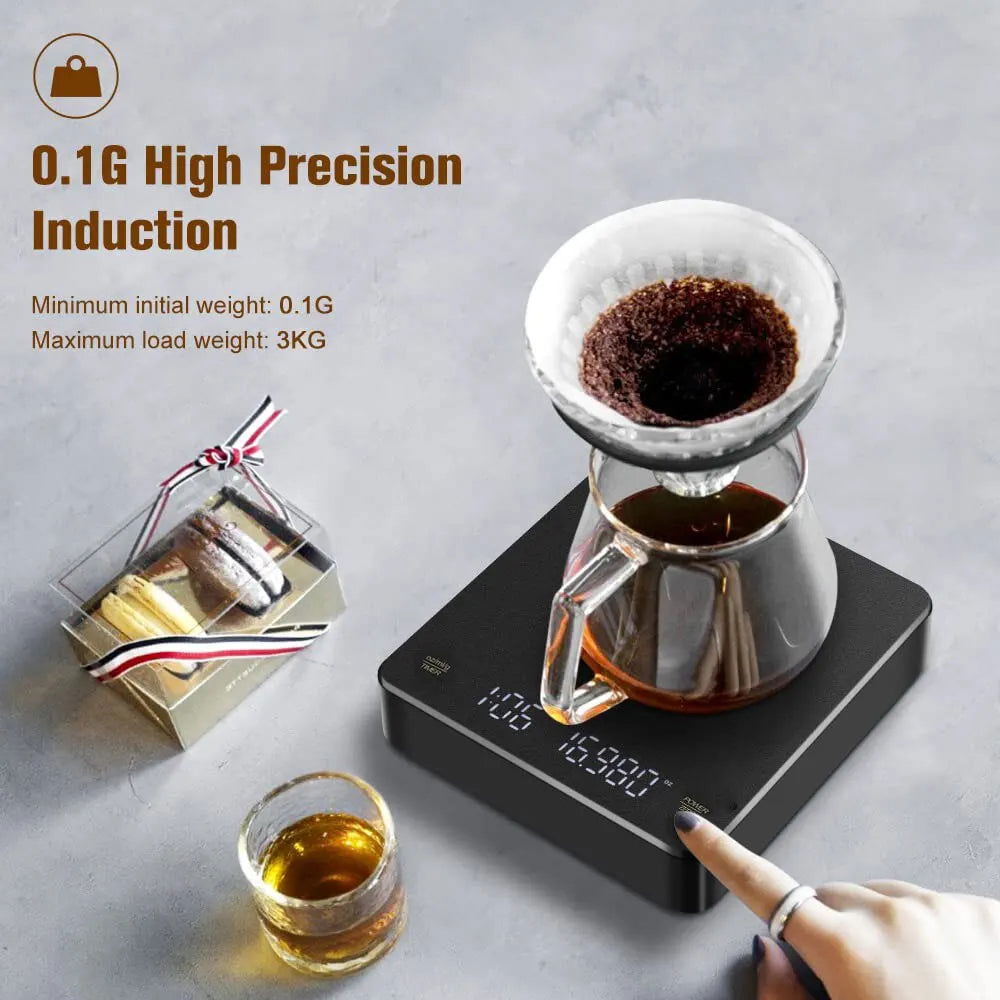 Digital Coffee Scale with Timer LED Screen Espresso USB 3kg Max.Weighing 0.1g High Precision Measures in Oz/ml/g Kitchen Scale - Slobuy