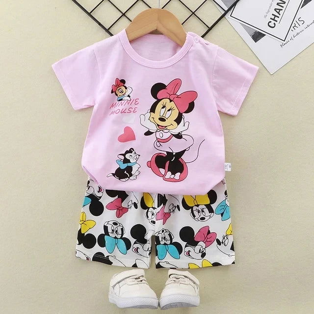 girls clothes set Short Sleeve 2pcs Tshirt+Short 1 2 3 Years Old Summer New Clothing Girls Casual Loose Thin clothes - Slobuy