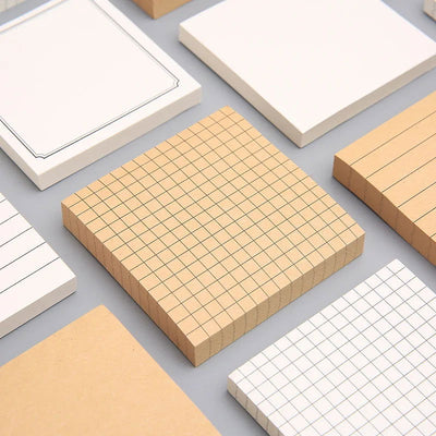 Sticky Stationery Notepad Office bookmark Sticky notes Posted it Khaki / white / kawaii design Stickers in notebook Memo pad - Slobuy
