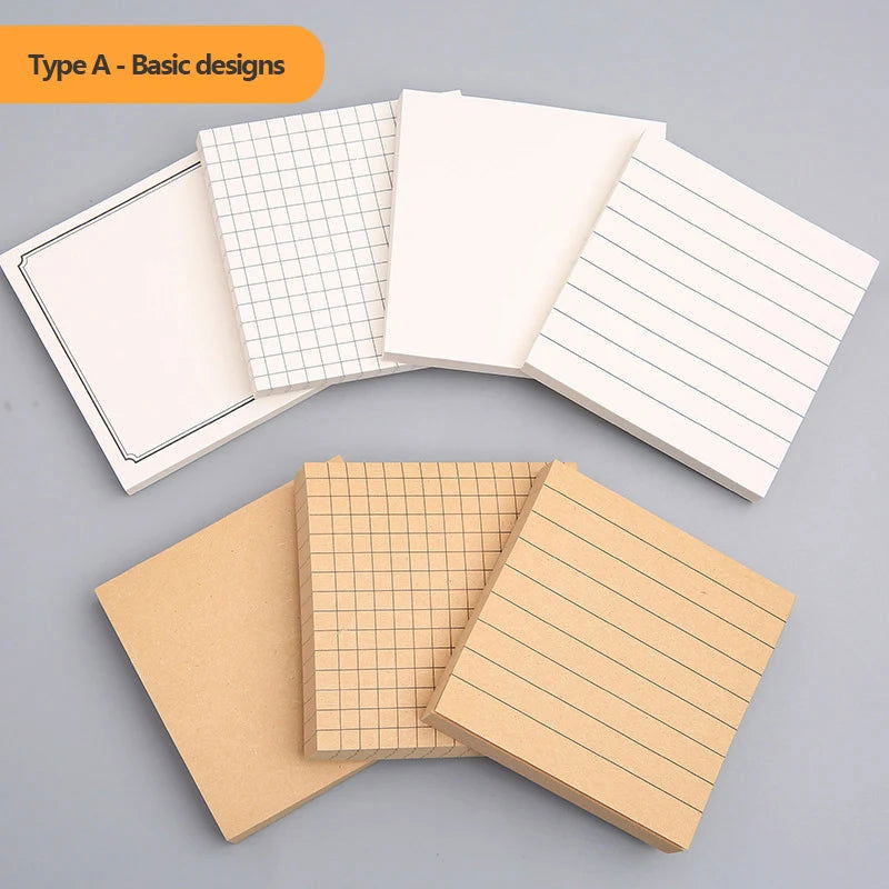 Sticky Stationery Notepad Office bookmark Sticky notes Posted it Khaki / white / kawaii design Stickers in notebook Memo pad - Slobuy