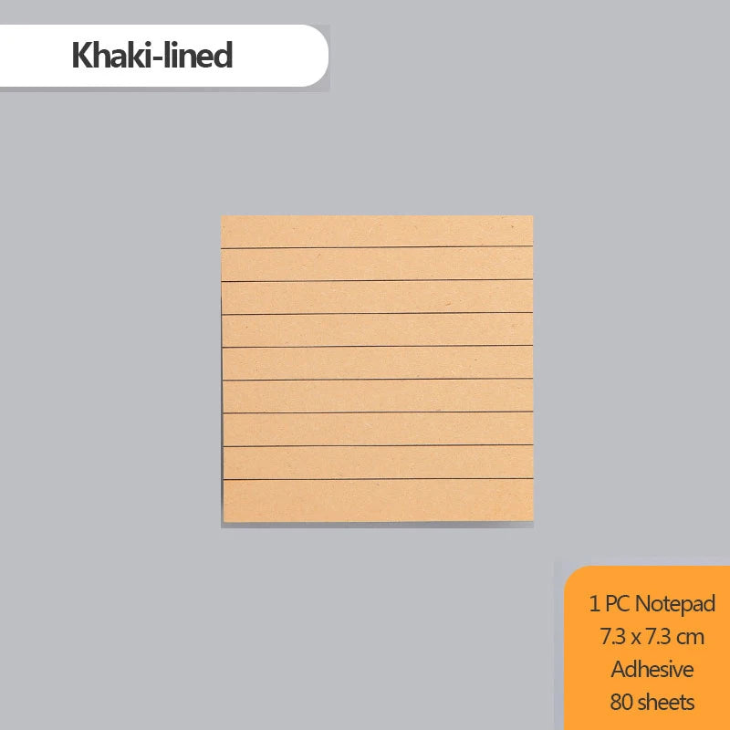 Sticky Stationery Notepad Office bookmark Sticky notes Posted it Khaki / white / kawaii design Stickers in notebook Memo pad - Slobuy