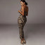 leopard print sleeveless V-neck sexy midi dress spring women fashion streetwear Christmas party outfits - Slobuy