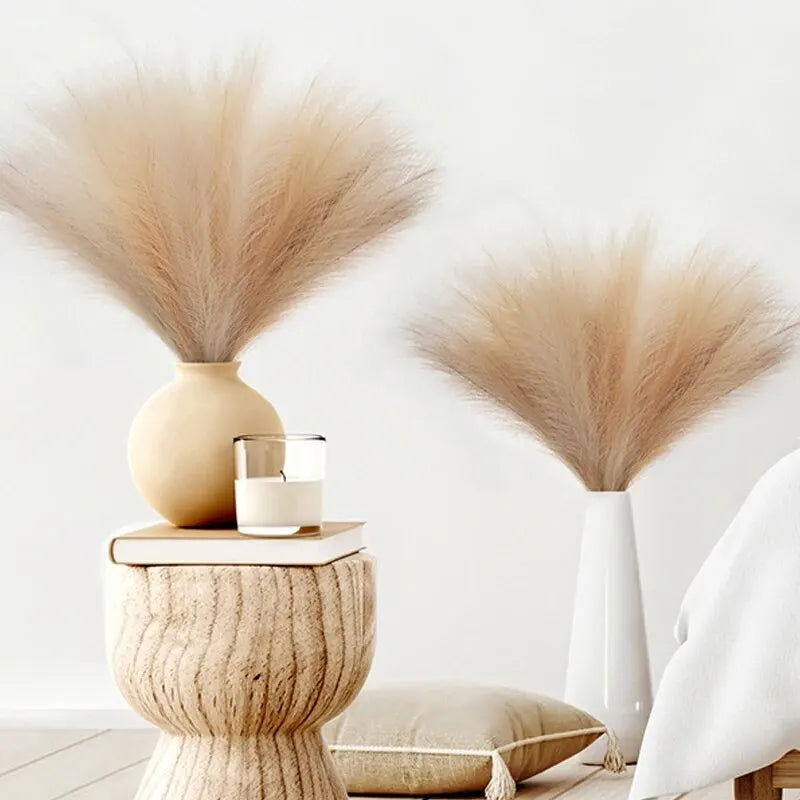 10PCS/lot Artificial Flowers Fluffy Pampas Grass Bouquet for Wedding Home Party Vase Decoration Boho Fake Plant Reed Flowers - Slobuy