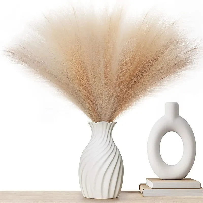10PCS/lot Artificial Flowers Fluffy Pampas Grass Bouquet for Wedding Home Party Vase Decoration Boho Fake Plant Reed Flowers - Slobuy