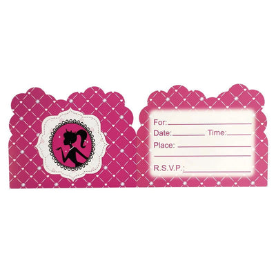 10pcs/lot Baby Shower Party Kids Girls Favors Barbi Theme Happy Birthday Decorations Invitation Cards - Slobuy