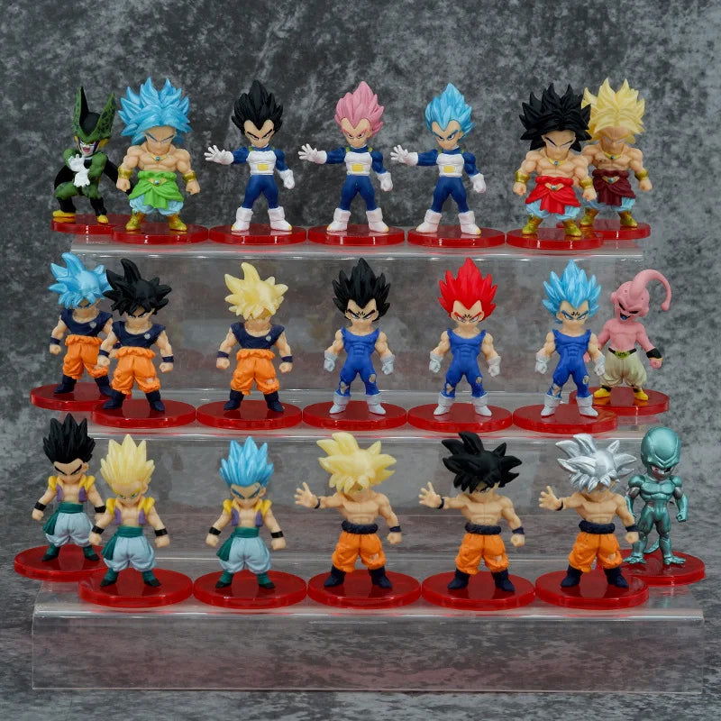 21pcs/lot Dragon Ball Mini Figure Super Saiyan Goku Vegeta Action Figures DBZ Dolls Model Toys Gifts - Slobuy