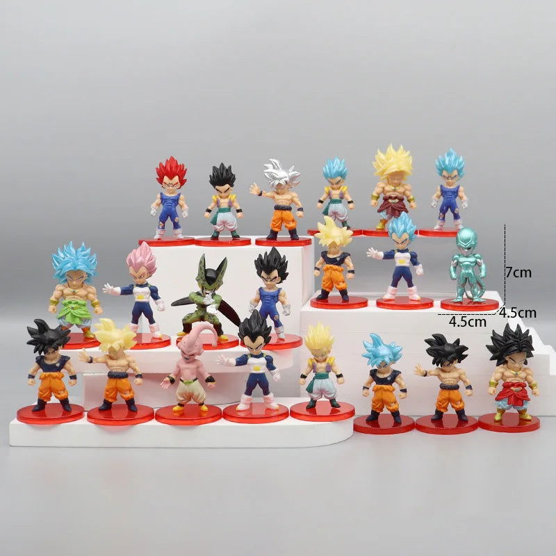 21pcs/lot Dragon Ball Mini Figure Super Saiyan Goku Vegeta Action Figures DBZ Dolls Model Toys Gifts - Slobuy