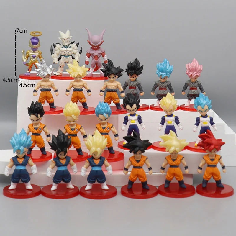 21pcs/lot Dragon Ball Mini Figure Super Saiyan Goku Vegeta Action Figures DBZ Dolls Model Toys Gifts - Slobuy