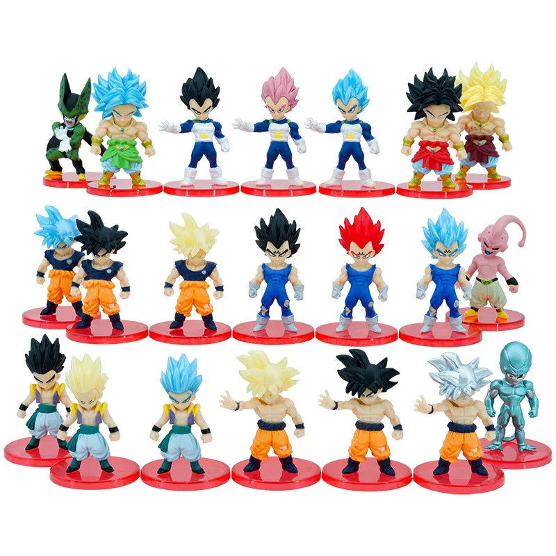 21pcs/lot Dragon Ball Mini Figure Super Saiyan Goku Vegeta Action Figures DBZ Dolls Model Toys Gifts - Slobuy