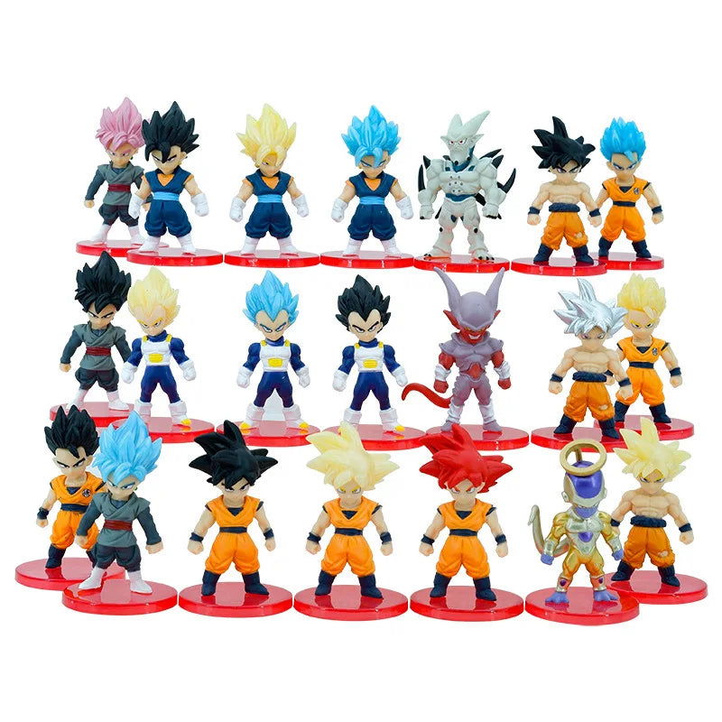 21pcs/lot Dragon Ball Mini Figure Super Saiyan Goku Vegeta Action Figures DBZ Dolls Model Toys Gifts - Slobuy