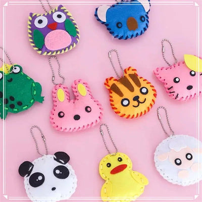 10Pcs/lot Handcraft Toys for Children Non-woven Fabric DIY Handmade Pink Bag Keychain Ornaments Arts Crafts Kits Creative Toy - Slobuy