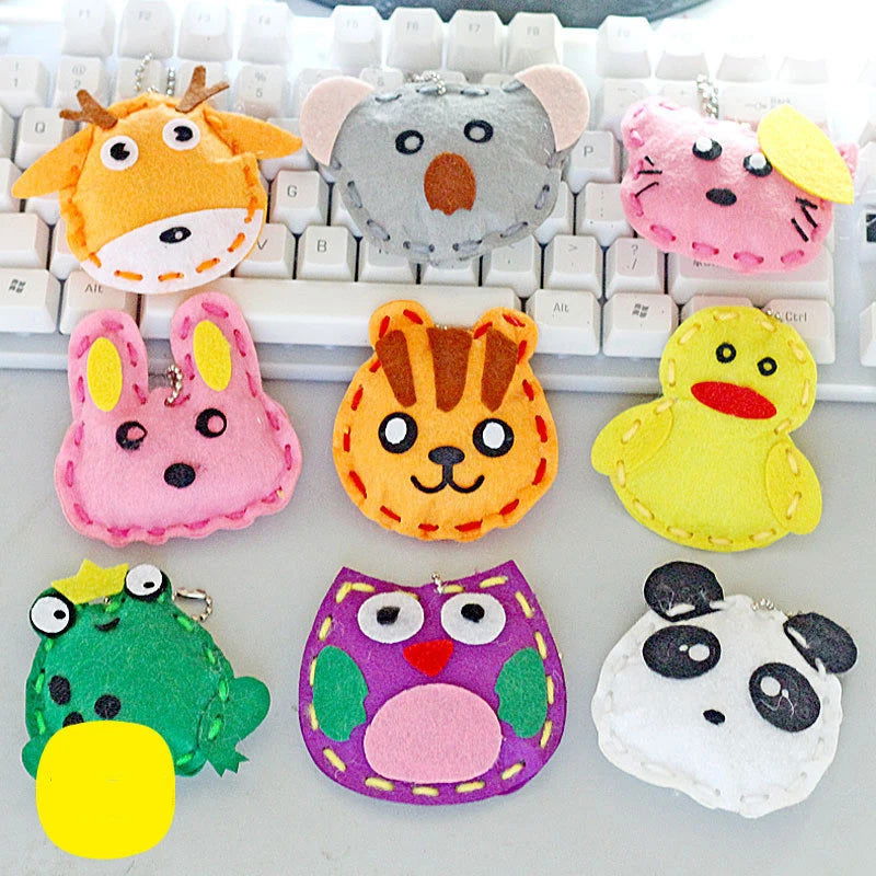 10Pcs/lot Handcraft Toys for Children Non-woven Fabric DIY Handmade Pink Bag Keychain Ornaments Arts Crafts Kits Creative Toy - Slobuy