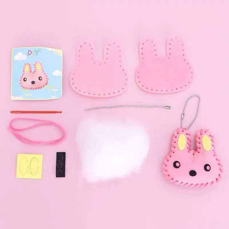 10Pcs/lot Handcraft Toys for Children Non-woven Fabric DIY Handmade Pink Bag Keychain Ornaments Arts Crafts Kits Creative Toy - Slobuy