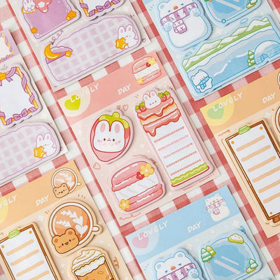 4 pcs/lot Kawaii Bear Rabbit Animals Memo Pad N Times Sticky Notes To Do List Planner Sticker Notepad Gift Stationery Decor - Slobuy