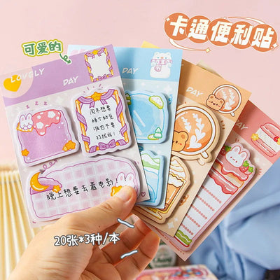 4 pcs/lot Kawaii Bear Rabbit Animals Memo Pad N Times Sticky Notes To Do List Planner Sticker Notepad Gift Stationery Decor - Slobuy
