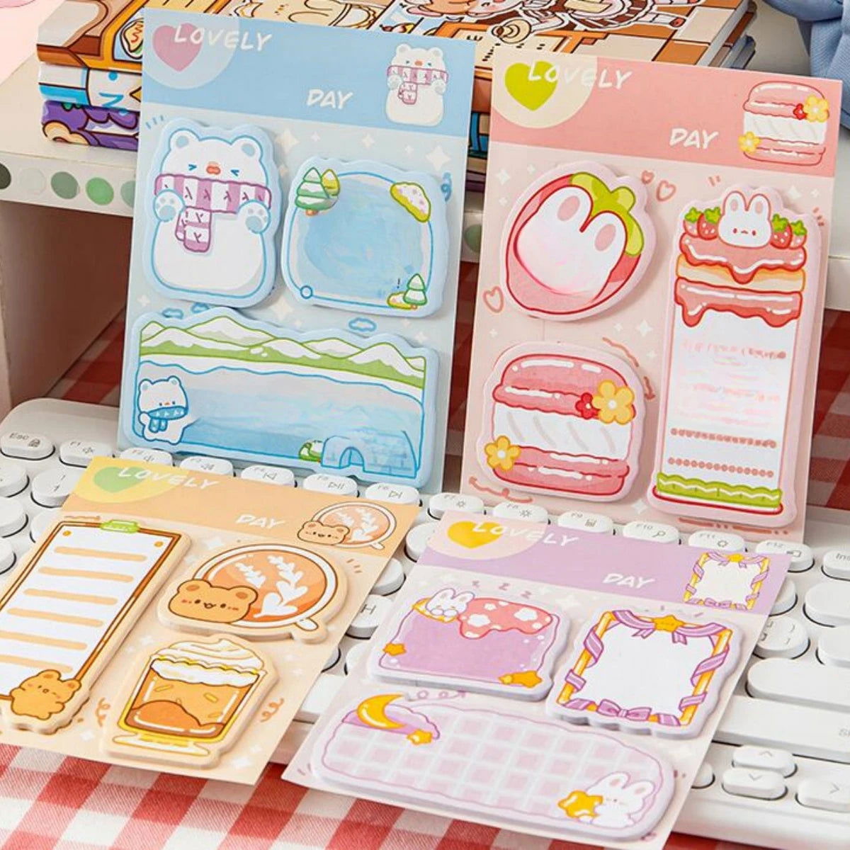 4 pcs/lot Kawaii Bear Rabbit Animals Memo Pad N Times Sticky Notes To Do List Planner Sticker Notepad Gift Stationery Decor - Slobuy