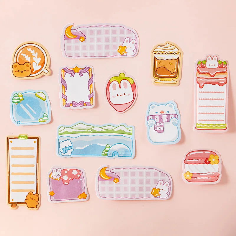 4 pcs/lot Kawaii Bear Rabbit Animals Memo Pad N Times Sticky Notes To Do List Planner Sticker Notepad Gift Stationery Decor - Slobuy
