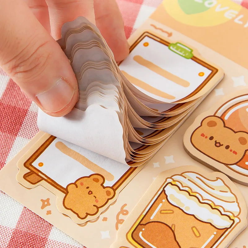4 pcs/lot Kawaii Bear Rabbit Animals Memo Pad N Times Sticky Notes To Do List Planner Sticker Notepad Gift Stationery Decor - Slobuy