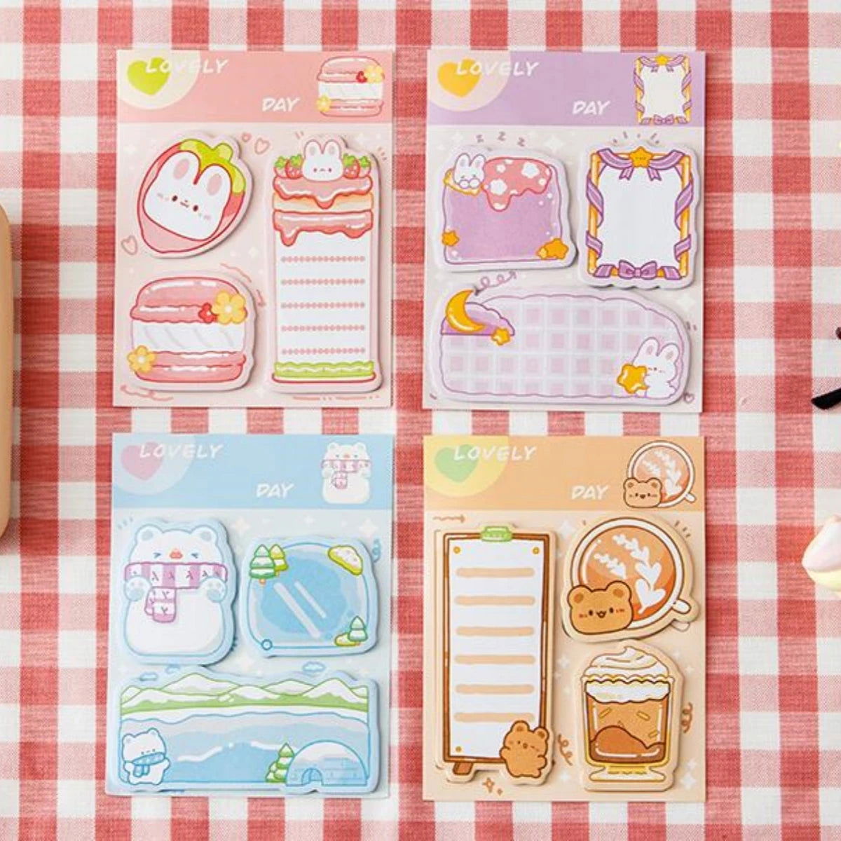 4 pcs/lot Kawaii Bear Rabbit Animals Memo Pad N Times Sticky Notes To Do List Planner Sticker Notepad Gift Stationery Decor - Slobuy