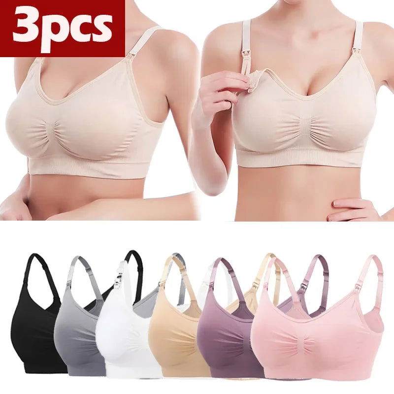 3PC/lot Maternity Nursing Bras Cotton Breastfeeding Pregnant Women Pregnancy Underwear Breast Feeding Bra Clothing Lactancia - Slobuy