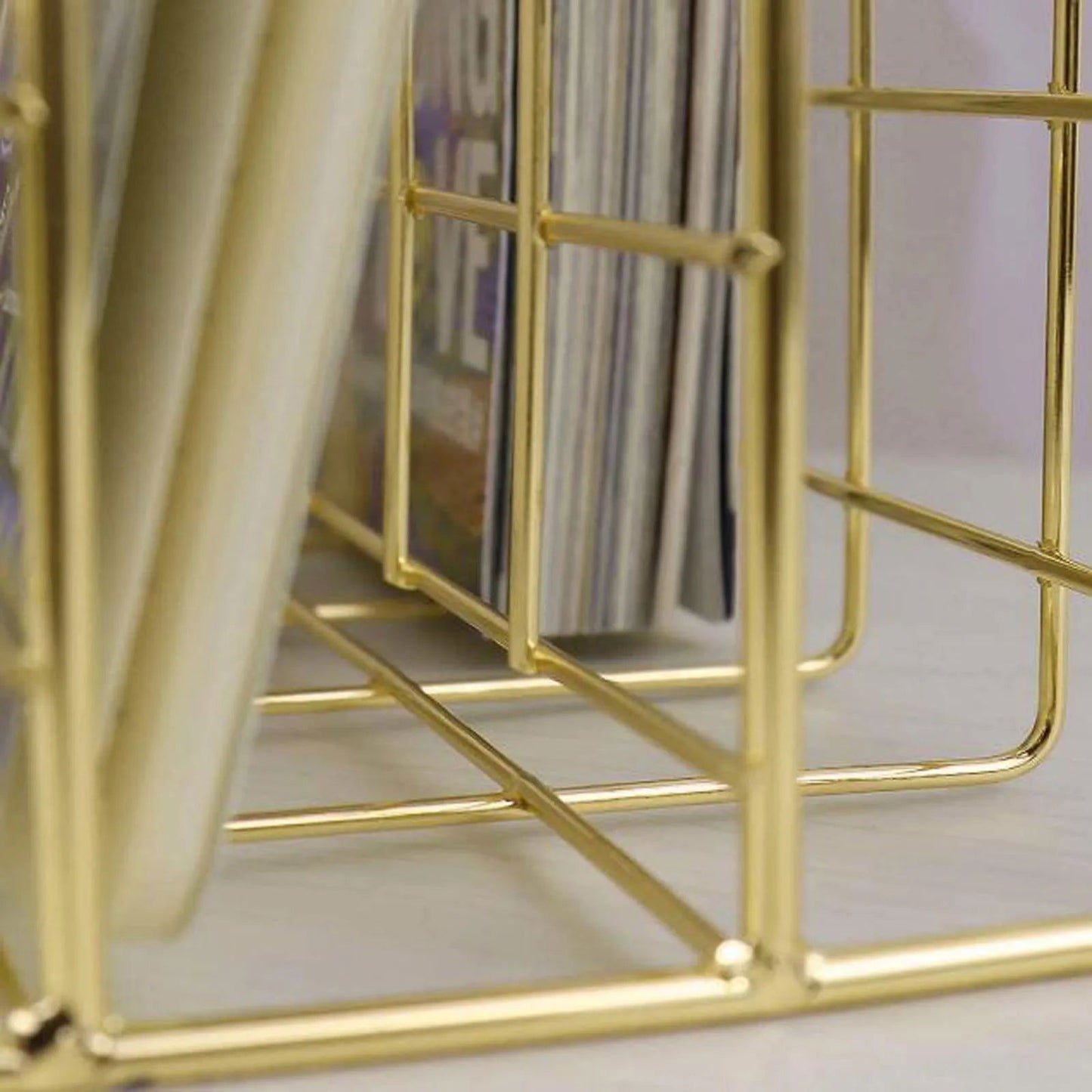 metal book Golden three compartments iron bookcase Three Wrought Iron Bookshelf Creative Metal Book Stand Desktop Decoration - Slobuy