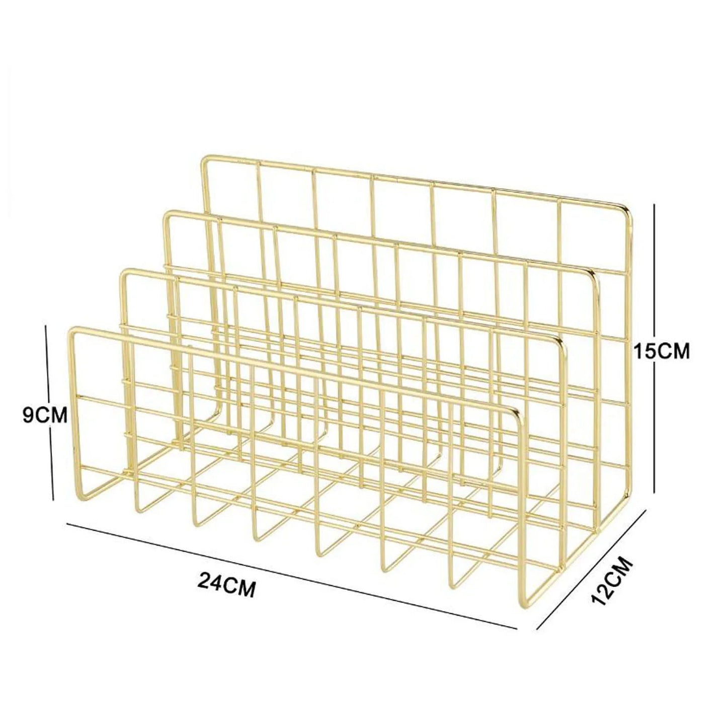 metal book Golden three compartments iron bookcase Three Wrought Iron Bookshelf Creative Metal Book Stand Desktop Decoration - Slobuy