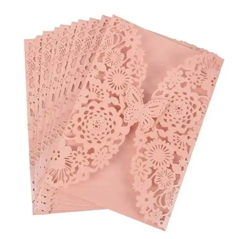 10pcs/pack Butterfly 3D Invitation Card Flower Wedding Cards Debut Invitations Birthday Laser Cut Party Cards 5x7in 5R Size - Slobuy