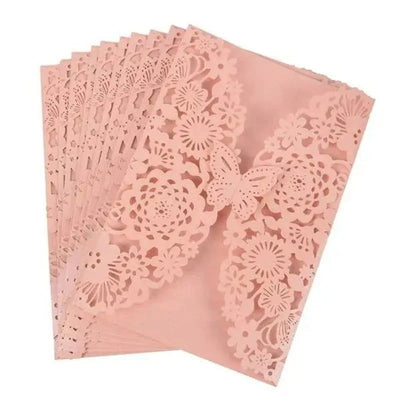 10pcs/pack Butterfly 3D Invitation Card Flower Wedding Cards Debut Invitations Birthday Laser Cut Party Cards 5x7in 5R Size - Slobuy