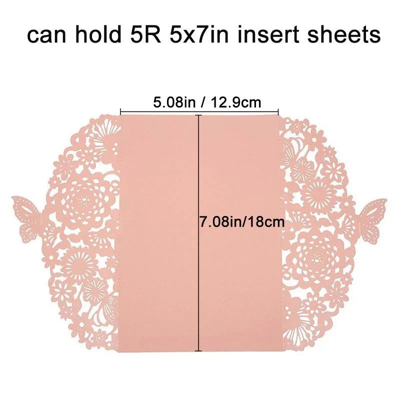 10pcs/pack Butterfly 3D Invitation Card Flower Wedding Cards Debut Invitations Birthday Laser Cut Party Cards 5x7in 5R Size - Slobuy