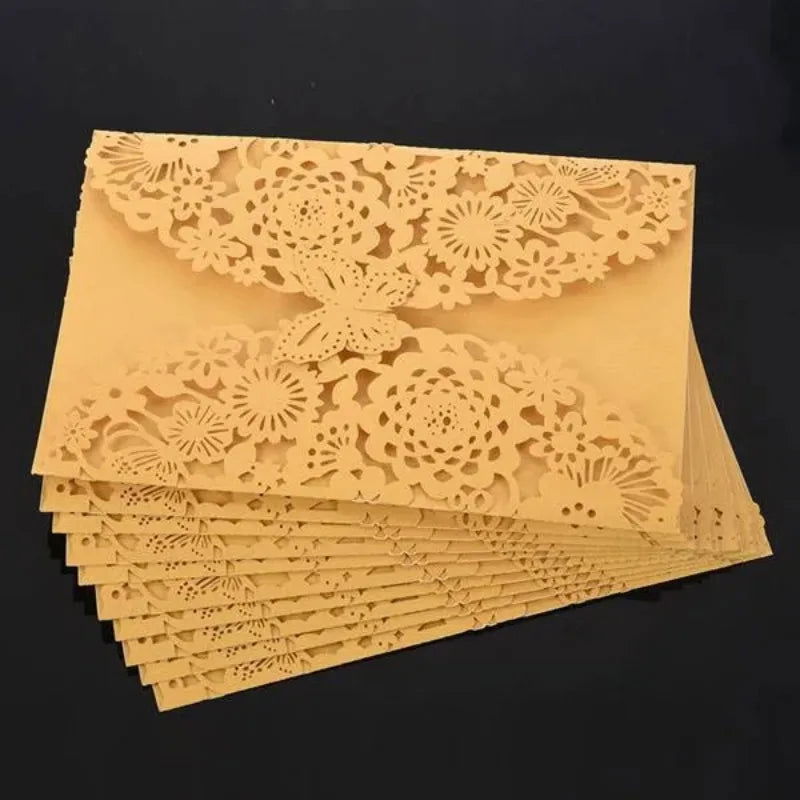 10pcs/pack Butterfly 3D Invitation Card Flower Wedding Cards Debut Invitations Birthday Laser Cut Party Cards 5x7in 5R Size - Slobuy