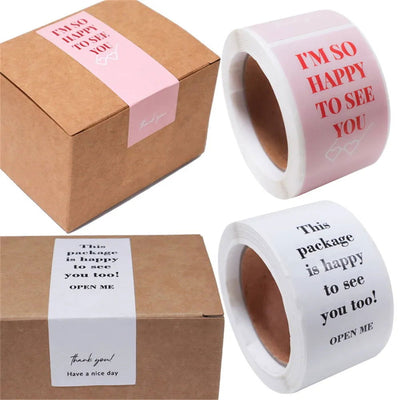 100pcs/roll Thank You Sticker Seal Labels Small Business Gift Decor Sticker Package Sticker This Package Is Happy To See You Too - Slobuy