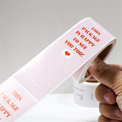 100pcs/roll Thank You Sticker Seal Labels Small Business Gift Decor Sticker Package Sticker This Package Is Happy To See You Too - Slobuy