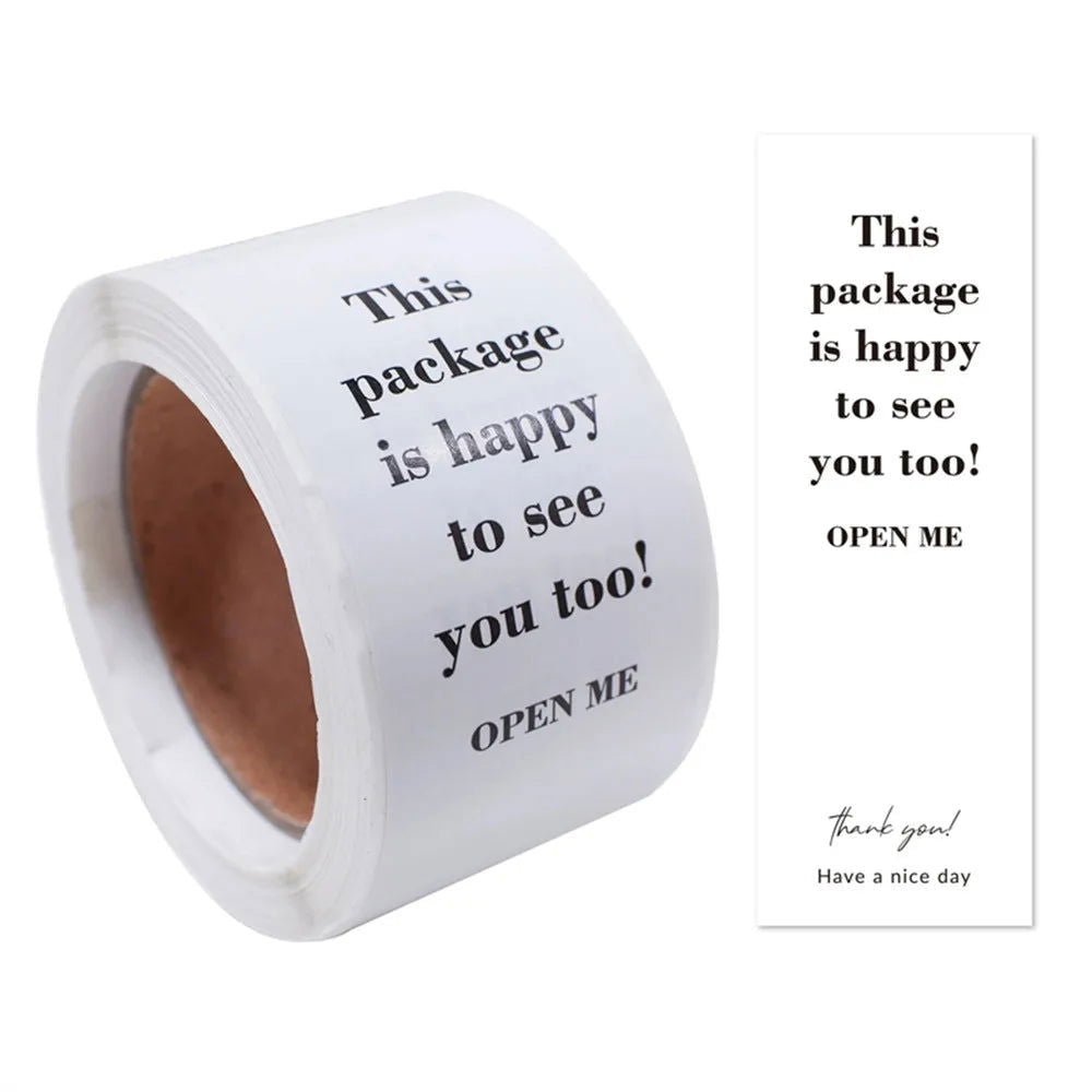 100pcs/roll Thank You Sticker Seal Labels Small Business Gift Decor Sticker Package Sticker This Package Is Happy To See You Too - Slobuy