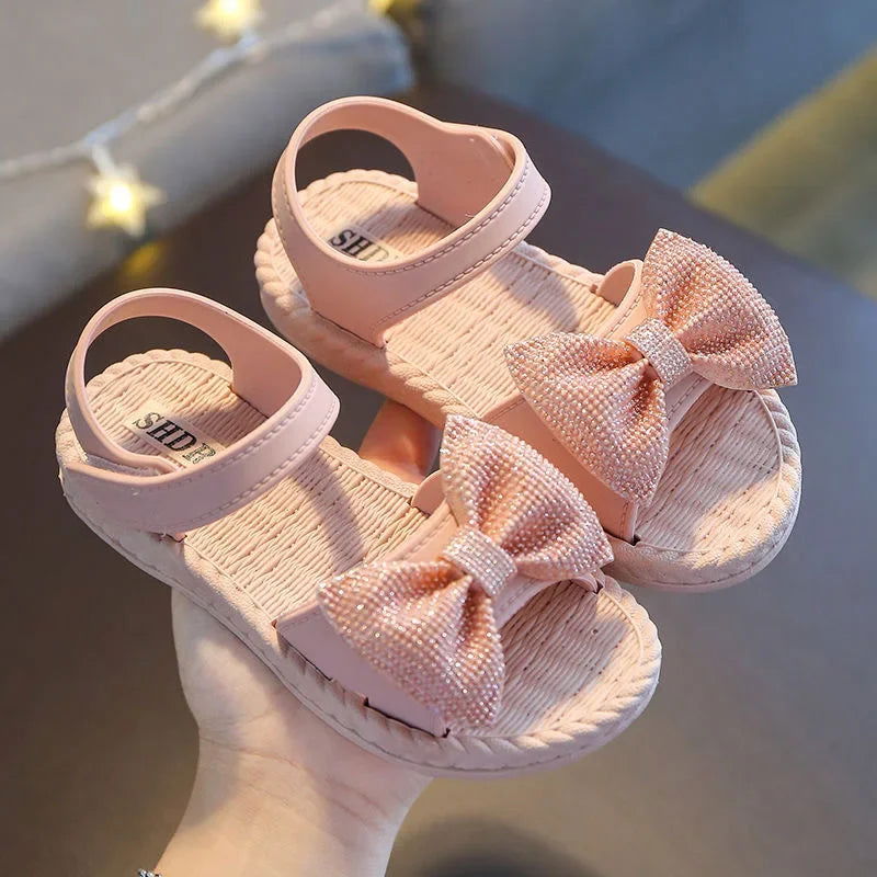 sandalias 2023 Summer's Princess Child Sandals Bow Tie Girls' Shoes Fashion Casual Non Slip Kids Shoes Beach Shoes zapatos niña - Slobuy