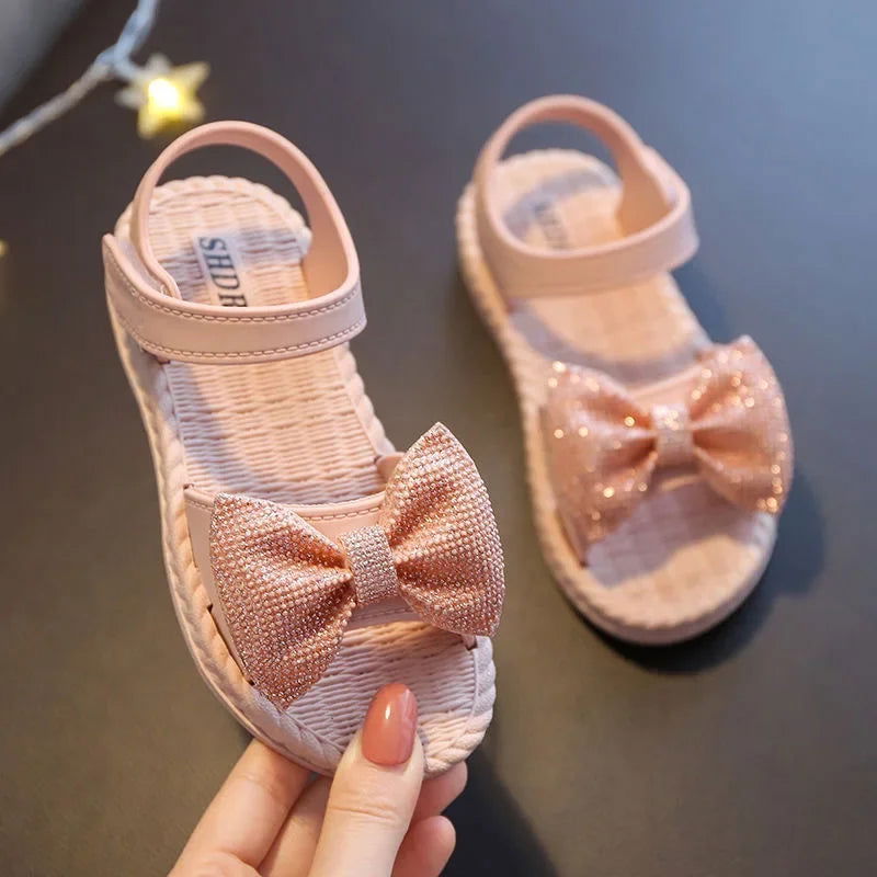 sandalias 2023 Summer's Princess Child Sandals Bow Tie Girls' Shoes Fashion Casual Non Slip Kids Shoes Beach Shoes zapatos niña - Slobuy
