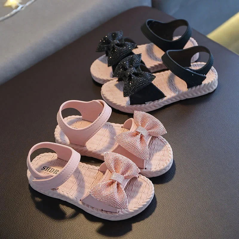 sandalias 2023 Summer's Princess Child Sandals Bow Tie Girls' Shoes Fashion Casual Non Slip Kids Shoes Beach Shoes zapatos niña - Slobuy