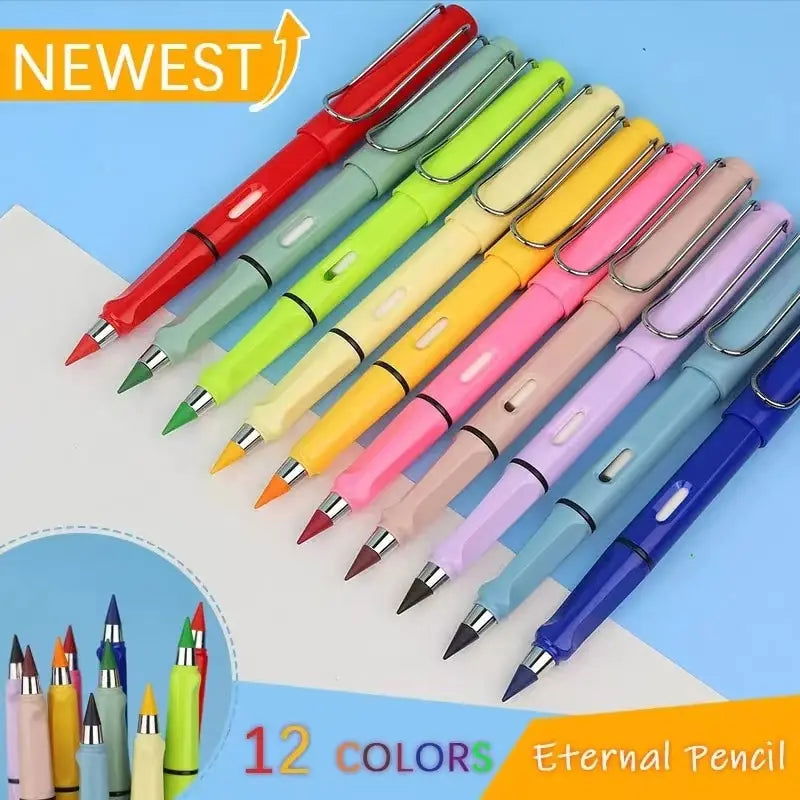12pcs/set Color Eternal Pencil Can Be Wiped Magic Replace Head Eco Friendly Student Painting Kids Gift Draw School Supply Gifts - Slobuy