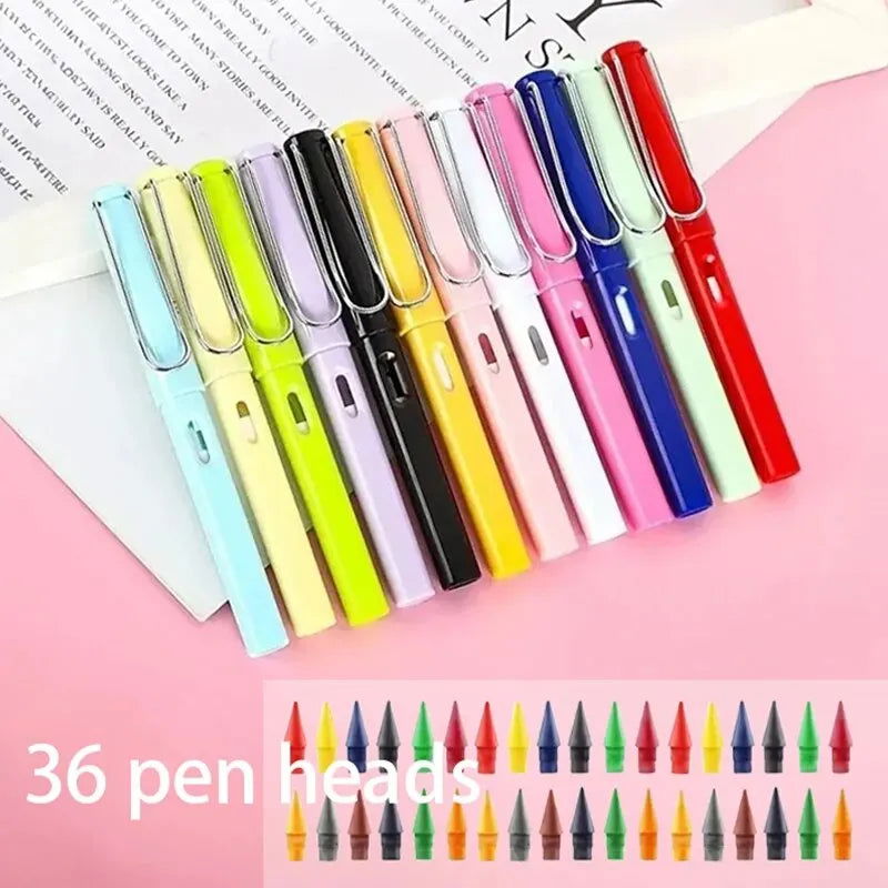 12pcs/set Color Eternal Pencil Can Be Wiped Magic Replace Head Eco Friendly Student Painting Kids Gift Draw School Supply Gifts - Slobuy