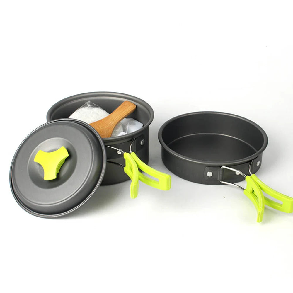 6pcs/set Portable 2-3 Persons Cookware Bowl Pot Spoon for Outdoor Camping Hiking Backpacking Travel Tableware Picnic Accessories - Slobuy
