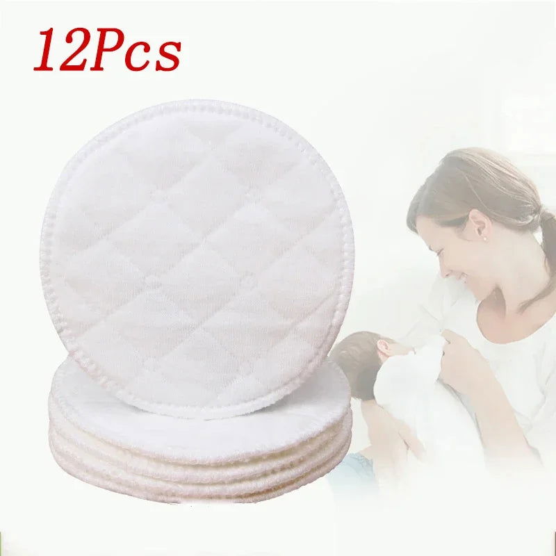 12pcs/set Reusable Nursing Breast Pads Washable Soft Absorbent Baby Breastfeeding Waterproof Breast Pads for Pregnant Women - Slobuy