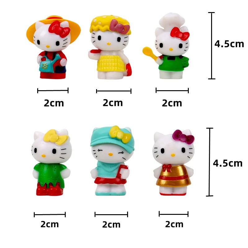 6Pcs/set Sanrio Figuren Doll 5cm Hello Kitty action figure Cake decoration model desktop toy car decoration Children's gifts - Slobuy