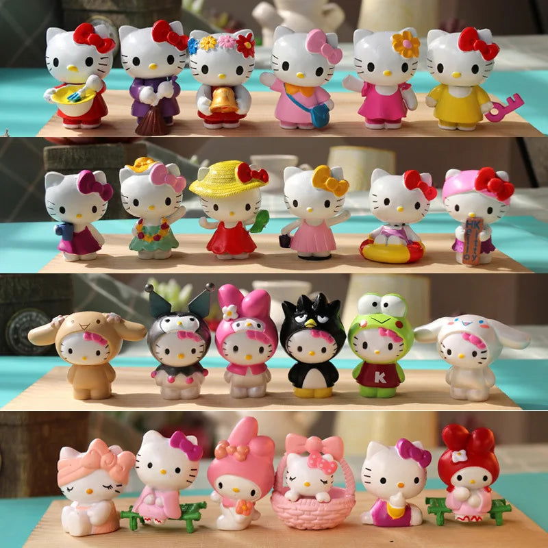 6Pcs/set Sanrio Figuren Doll 5cm Hello Kitty action figure Cake decoration model desktop toy car decoration Children's gifts - Slobuy