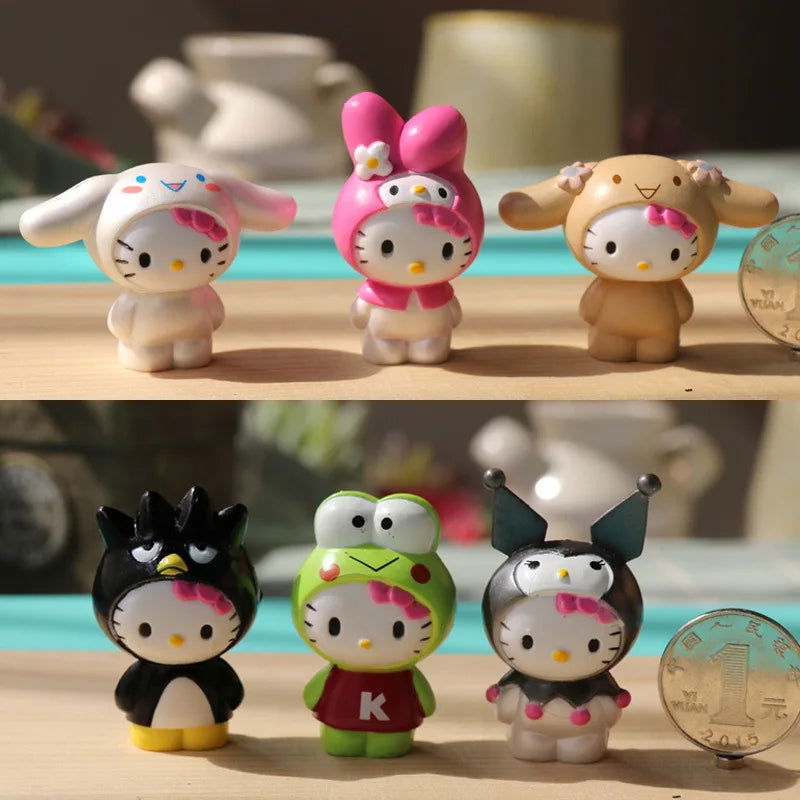 6Pcs/set Sanrio Figuren Doll 5cm Hello Kitty action figure Cake decoration model desktop toy car decoration Children's gifts - Slobuy