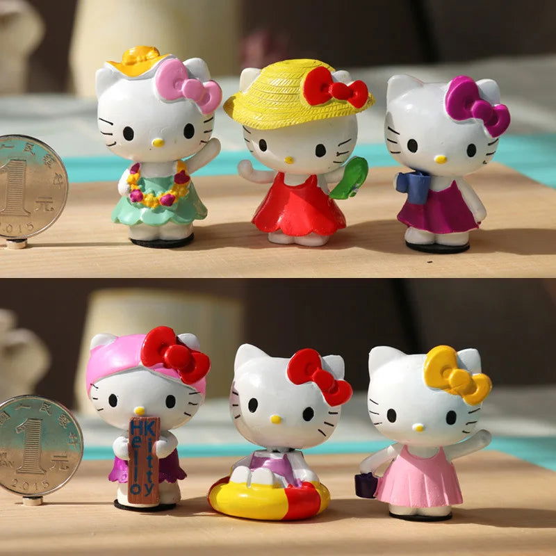 6Pcs/set Sanrio Figuren Doll 5cm Hello Kitty action figure Cake decoration model desktop toy car decoration Children's gifts - Slobuy