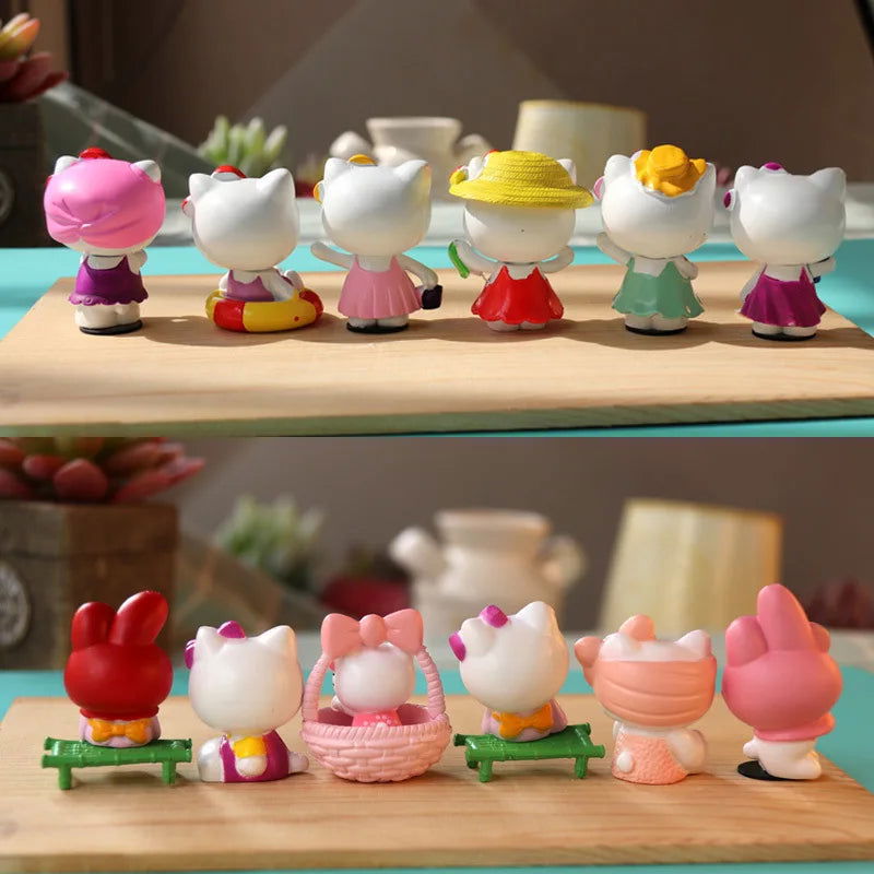 6Pcs/set Sanrio Figuren Doll 5cm Hello Kitty action figure Cake decoration model desktop toy car decoration Children's gifts - Slobuy