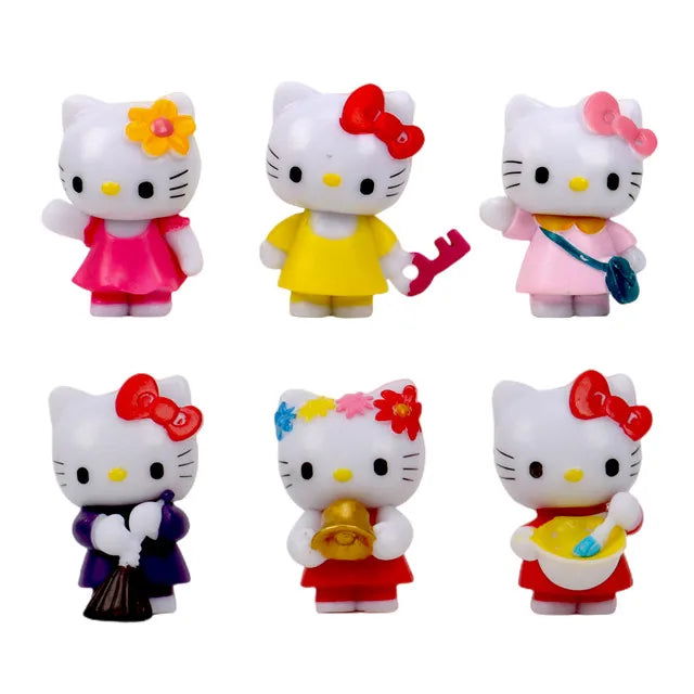 6Pcs/set Sanrio Figuren Doll 5cm Hello Kitty action figure Cake decoration model desktop toy car decoration Children's gifts - Slobuy