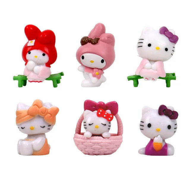 6Pcs/set Sanrio Figuren Doll 5cm Hello Kitty action figure Cake decoration model desktop toy car decoration Children's gifts - Slobuy
