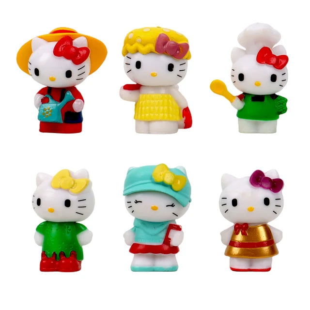 6Pcs/set Sanrio Figuren Doll 5cm Hello Kitty action figure Cake decoration model desktop toy car decoration Children's gifts - Slobuy