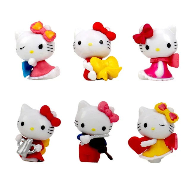 6Pcs/set Sanrio Figuren Doll 5cm Hello Kitty action figure Cake decoration model desktop toy car decoration Children's gifts - Slobuy